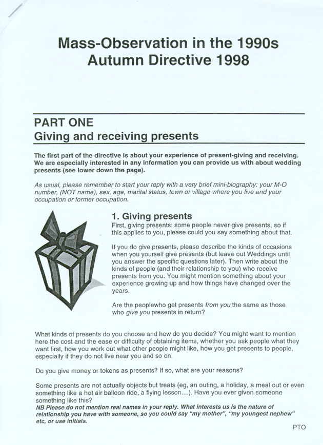 Front Page of the Autumn 1999 Directive