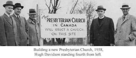 Building a new Presbyterian Church, 1958, Hugh Davidson standing fourth from left